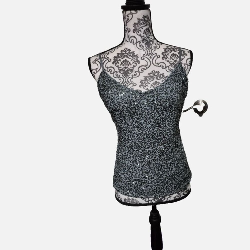 The Limited Womens Gray Sequin Sleeveless Camisole Tank Top Size Large
